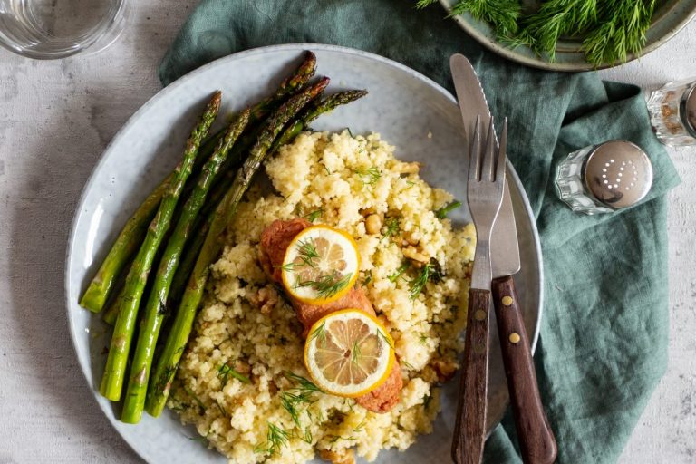 SoFish salmon style couscous asperges SoFish salmon style couscous asperges