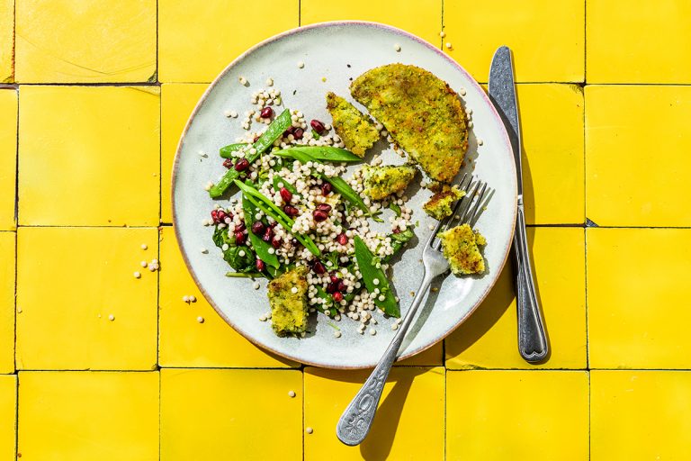 BROCCOLI BURGER PAREL COUSCOUS SUGAR SNAPS
